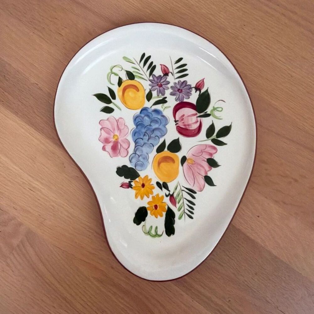 Stangl Pottery Platter Fruits and Flowers Kidney Shape 13.5" Vintage